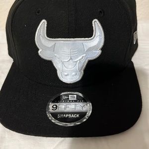 New Era Bulls Black and Gray SnapBack hat